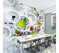 Custom Mural Wallpaper Modern Abstract Art 3D Stereoscopic White Circle Fruits Large Wall Painting Restaurant Kitchen Wallpaper-250 * 175cm