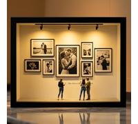 Custom Museum of Us Mini Museum Silhouette Box Photo Frame, Personalised Shadow Box Display Case with Mini Frames & Figurines, Anniversary Valentine's Day Birthday Gifts for Him Her Couples