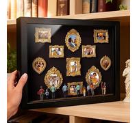 Custom Museum Picture Frame, Personalized Museum of Us Shadow Box Display Case with Mini Figures & Retro Gold Frame, Silhouette Box Miniature Figurines, Gift for Couples Valentine's Day