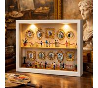 Custom Museum Picture Frame, Personalized Museum of Us Shadow Box Display Case with Mini Figures & Retro Gold Frame, Silhouette Box Miniature Figurines, Gift for Couples Valentine's Day