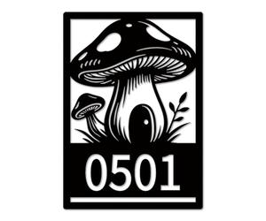 Custom Mushroom Metal Address Sign, Personalized Mushroom House Number Plaque, Boho Fungi Decor with Street Name, Nature Plant Lover Gift (Style-4)