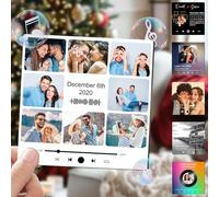 Custom Music Album Fridge Magnet with Photo, Song & Album Cover Personalised Refrigerator Magnets Music Player Plaque Customised Music Fridge Stickers Gifts Christmas Valentine's Day Couples Lovers