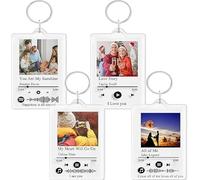 Custom Music Album Keychain -Personalized Photo Picture Keychain, Christmas Gifts, Anniversary,Couple Gift, Music Album Cover Scan/Play Favorite Song On Phone Key Chain (A)