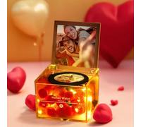 Custom Music Box for Women, Personalised Acrylic Mini Music Record Player with Photo & Music, Personalised Anniversary Birthday Wedding Gift Musical Box for Boyfriend Girlfriend Mom Friend Couples
