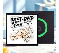 Custom Music Fridge Magnet Best Dad Ever Personalised Spotify Plaque Magnet That Can Play Songs Customized Photo Album Refrigerator Magnets for Dad Grandpa Family and Music Lovers