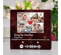 Custom Music Fridge Magnet with Photo Gifts for Him/Her, Personalized Music Plaque Can Play Songs, Customized Photo Music Fridge Stickers Gifts for Christmas Birthday Anniversary Valentine's Day