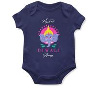 Custom My First Diwali Babygrow Baby Boys Girls Personalised Hinduism Hindu Celebrations Elephant Vest, 0-3 Months, Navy