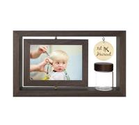 Custom My First Haircut Keepsake Frame - Rotatable Display of Before and After Haircut Photos with Glass Keepsake Jar for Baby Hair,Newborn Memory Gift for Boy or Girl,Holds Two 4x6 Pictures (brown2)