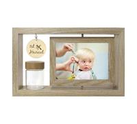 Custom My First Haircut Keepsake Frame - Rotatable Display of Before and After Haircut Photos with Glass Keepsake Jar for Baby Hair,Newborn Memory Gift for Boy or Girl,Holds Two 4x6 Pictures (wood2)