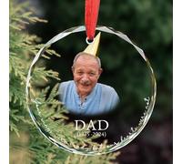Custom My Mind Still Talks to You Cardinal Crystal Glass Memorial Ornament, Personalized Photo Tribute Gift for Loss of Loved One Christmas Tree Decor