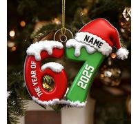 Custom Name 67 Ornament for Christmas Tree Decoration, Personalized Six Seven Christmas Ornament 2025 2D Flat Print, The Year of 6 7 Number Ornaments xmas tree Decor Gift