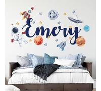 Custom Name Astronaut Wall Decal,Personalized Astronaut Wall Sticker,Spaceship Planet Outer Wall Art for Nursery Bedroom playroom Decoration