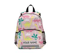 Custom Name Backpack,Personalized Children Backpack for Boys Girls Cute Cartoon Pink Dinosaur Animal Pattern Rucksack kindergarten Preschool Nursery Travel Bag