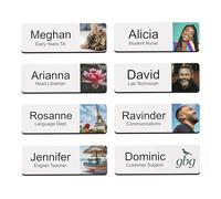 Custom Name Badge - Personalised Photo or Logo ID Tag for Work Teams, Students, Nurses, Doctors - 2.5x7.5cm Company Job Accessory with Pin or Magnet