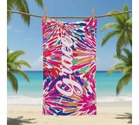 Custom Name Beach Towel Tropical Print Personalised Microfibre Towel Large Quick Dry Lightweight Travel Towel Holiday Pool Gym Spa Gift