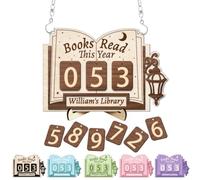 Custom Name Book Counter Sign for Reading Challenge for Wall & Table Personalized Books Read This Year Tracker Sign Plaque Librarians Reading Progress Hanging Decor Gifts Readers Book Lovers