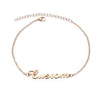 Custom Name Bracelet - Personalised Sterling Silver,fine gold,Rose Gold Bracelet with Any Language/Pattern/Symbol | Adjustable 15-20cm Chain for Women, Baby | Engraved Jewellery Gift (Silver)