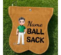 Custom Name Cartoon Golf Ball Bag,Portable Golf Accessory Storage Pouch,Personalized Golf Gift for Dad Husband Golfer