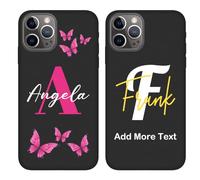 Custom Name Case Compatible with Apple iPhone 12 Pro - Personalized Initial/Letter Text Monogram Phone Cover, Customized Butterfly Girly & Men Classic Styles, Protective Thin Silicone Case