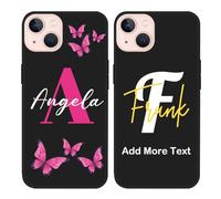 Custom Name Case Compatible with Apple iPhone 13 - Personalized Initial/Letter Text Monogram Phone Cover, Customized Butterfly Girly & Men Classic Styles, Protective Thin Silicone Case