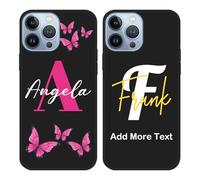 Custom Name Case Compatible with Apple iPhone 13 Pro Max - Personalized Initial/Letter Text Monogram Phone Cover, Customized Butterfly Girly & Men Classic Styles, Protective Thin Silicone Case