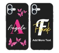 Custom Name Case Compatible with Apple iPhone 16 Plus - Personalized Initial/Letter Text Monogram Phone Cover, Customized Butterfly Girly & Men Classic Styles, Protective Thin Silicone Case
