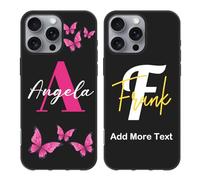 Custom Name Case Compatible with Apple iPhone 16 Pro Max - Personalized Initial/Letter Text Monogram Phone Cover, Customized Butterfly Girly & Men Classic Styles, Protective Thin Silicone Case