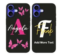 Custom Name Case Compatible with Apple iPhone 17 - Personalized Initial/Letter Text Monogram Phone Cover, Customized Butterfly Girly & Men Classic Styles, Protective Thin Silicone Case