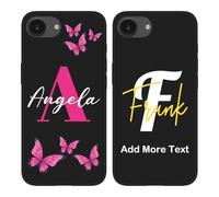 Custom Name Case Compatible with Apple iPhone 17e - Personalized Initial/Letter Text Monogram Phone Cover, Customized Butterfly Girly & Men Classic Styles, Protective Thin Silicone Case