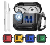 Custom Name Case for AirPods 4 with Cleaning Kit, Full Body Shockproof Protective Shell, Initial Monogram Signature Cover for AirPods 4th Gen with Keychain, Customized Gift Present