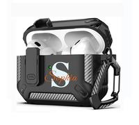 Custom Name Case for AirPods 5th/4th Gen 2026 2024 with Lock Keychain Personalized Initials Rugged Locking Cover for AirPod 5/4 Full Body Shockproof Armor Protective Skin Automatic Pop-up, Black