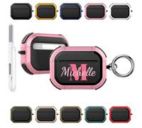 Custom Name Case for AirPods Pro with Cleaning Kit, Full Body Shockproof Protective Shell, Initial Monogram Signature Cover for AirPods Pro 1st Gen with Keychain, Customized Present Gifts