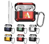 Custom Name Case for AirPods Pro with Cleaning Kit, Full Body Shockproof Protective Shell, Initial Monogram Signature Cover for Airpods Pro 1st Gen with Keychain, Customized Present Gift