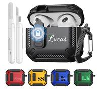 Custom Name Case for AirPods Pro with Lock Design, Personalized Initial Military Full Body Shockproof Protective Case, Monogram Cover for Airpods Pro 1st Gen with Cleaning Pen & Keychain