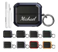 Custom Name Case for Samsung Galaxy Buds 3 FE (2025)/Buds 3 Pro (2024)/Buds 3 (2024) with Cleaning Pen, Personalized Initial Military Hard Protective Case, Cover with Keychain, Customized Gifts