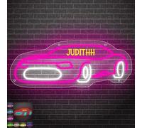 Custom Name Cool Car Neon Sign, Personalized Acrylic Racing Car Neon Sign LED Neon Light Wall Art Home Room Man Cave Garage Bedroom Decor, Party Holiday Birthday Xmas Gift for Boys Girls Kids