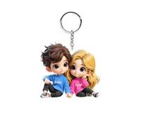 Custom Name Cute Cartoon Couple Holding Hands Key Ring Personalized Acrylic Keychain Anniversary & Valentine's Day Novelty Cartoon Key Chain Gift for Him Her Husband Wife Lover Girlfriend Boyfriend