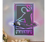 Custom Name Disc Music Player Wall Art Sign With LED Light, Personalized DJ Earphones Mirror Sign, DJ Headphones Led Neon Light Sign Wall Hanging Decor Musical Instrument