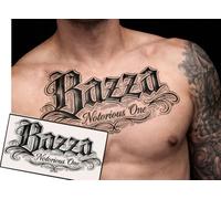 Custom Name Fake Tattoo Design - Gothic Script Temporary Tattoos - Personalised Chicano Style Text Tattoo - Realistic No Shine Finish (1 Sheet)