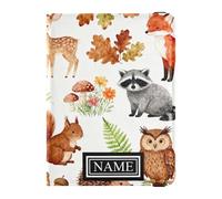 Custom Name Family Travel Leather Passport Holder Large Capacity Passport Covers for Women Trip Document Watercolor forests Animals