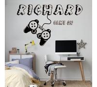 Custom Name Gaming Controller Wall Decal - Personalized Gamer Room Decor for Bedroom, Game Room, Man Cave - Removable Vinyl Sticker for Walls & Laptops