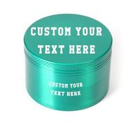 Custom Name Herb Grinders, Engrave Text Grinder for Dry Herb Portable Zinc Alloy Metal 4 Pieces Grinder 1.6/2.0/2.2/2.5/3.0 Inches (Green)