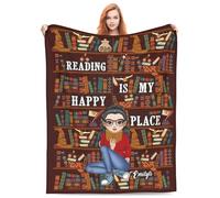 Custom Name Just A Girl Who Loves Book Reading Throw Blanket, Personalized My Reading Book Blanket, Books Lovers Gifts for Read Bookish, Bookworm Literary Gift