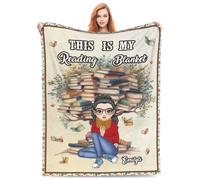 Custom Name Just A Girl Who Loves Book Reading Throw Blanket, Personalized My Reading Book Blanket, Books Lovers Gifts for Read Bookish, Bookworm Literary Gift