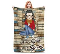 Custom Name Just A Girl Who Loves Book Reading Throw Blanket, Personalized My Reading Book Wearable Hooded Blanket, Books Lovers Gifts for Read Bookish, Bookworm Literary Gift