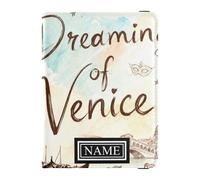 Custom Name Leather Passport Holder Cover Wallet Secure Hidden Money&Card Case for Men Trip Accessories Escape To Santorini, Dreaming of Venice, One Size, Fashion