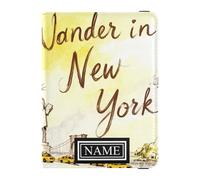 Custom Name Leather Passport Holder Cover Wallet Secure Hidden Money&Card Case for Men Trip Accessories Escape To Santorini, Wander in New York, One Size, Fashion