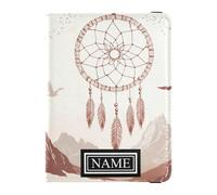 Custom Name Leather Passport Holder Cover Wallet Secure Hidden Money&Card Holder for Men Trip Organizer Western Dream Catchers Tribal Mountains