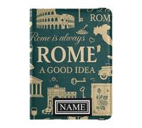 Custom Name Leather Passport Holder for Travel Anti Theft Money&Card Wallet for Family Trip Must Haves Accessories Florence Renaissance City, Italian Rome, One Size, Fashion