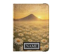 Custom Name Leather Passport Holder for Travel Large Capacity Money&Card Holder for Women Trip Accessories White Daisy Field Landscape